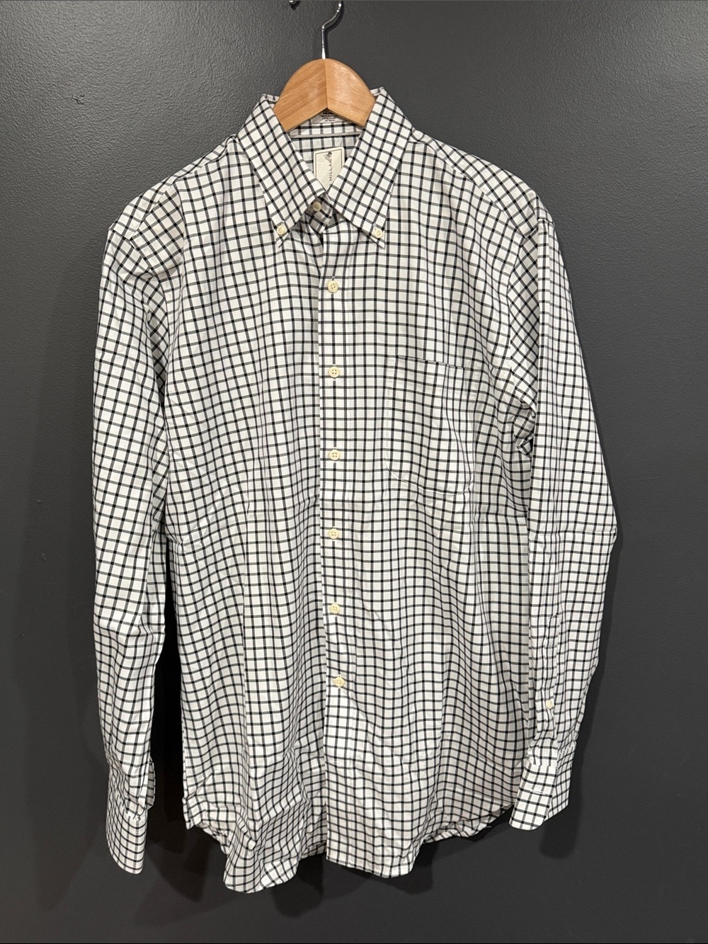 Peter Millar White and Black Windowpane Button-Down Shirt